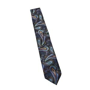 Kilburne & Finch Necktie Mens Paisley Microfiber Multicolor Blue Black